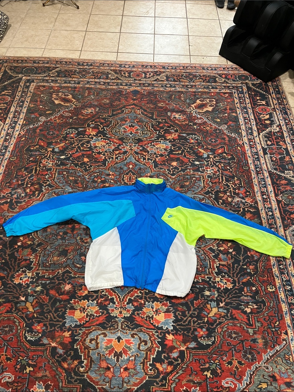Nike Colorblock Windbreaker Jacket in Blue, Teal, Neon Yellow & White